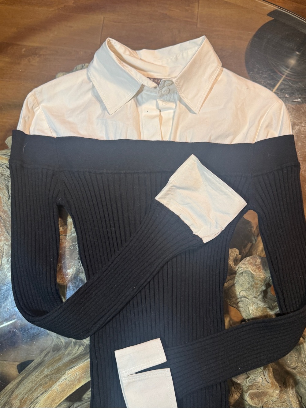 Layered Knitted button down - Picture 3 of 7